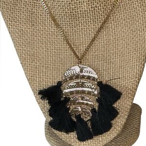 NWT Kinsley Armelle Black Tassel Necklace.